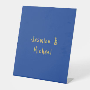 Schöne Chic Kalligrafie Paar Namen Blau & Gold Sockelschild