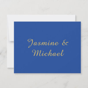 Schöne Chic-Kalligrafie-Paarnamen Blau & Gold Mitteilungskarte