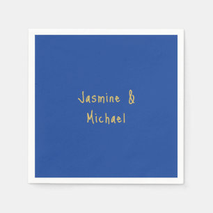 Schöne Chic-Kalligrafie-Paarnamen Blau & Gold Serviette