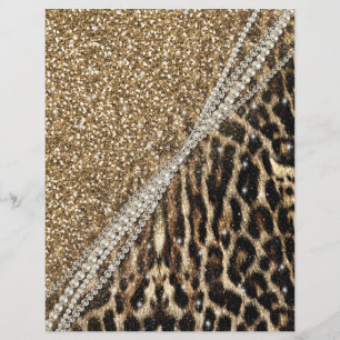 Schöne Chic Mädchen Leoparden Druck Gold Glitter Flyer