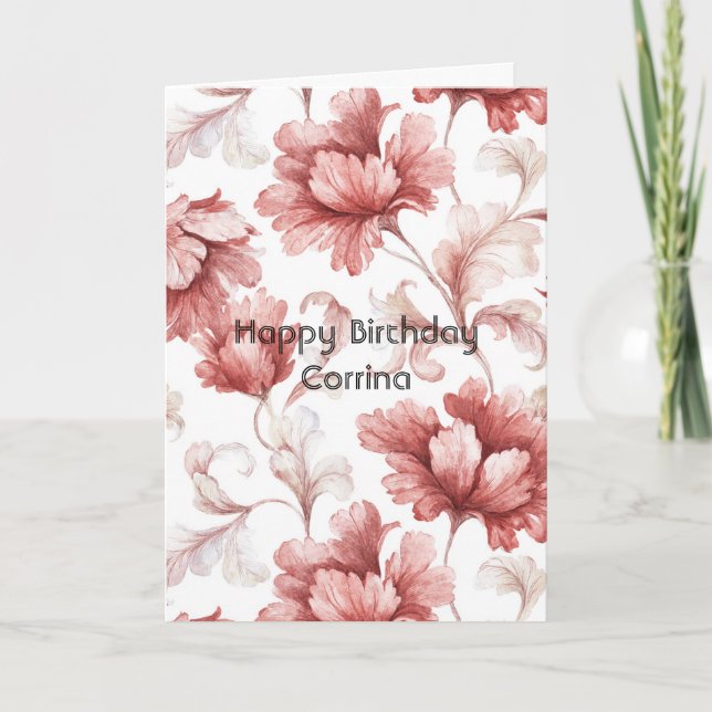 Schöne Chic Rote Blumen Geburtstag Karte (Vorderseite)