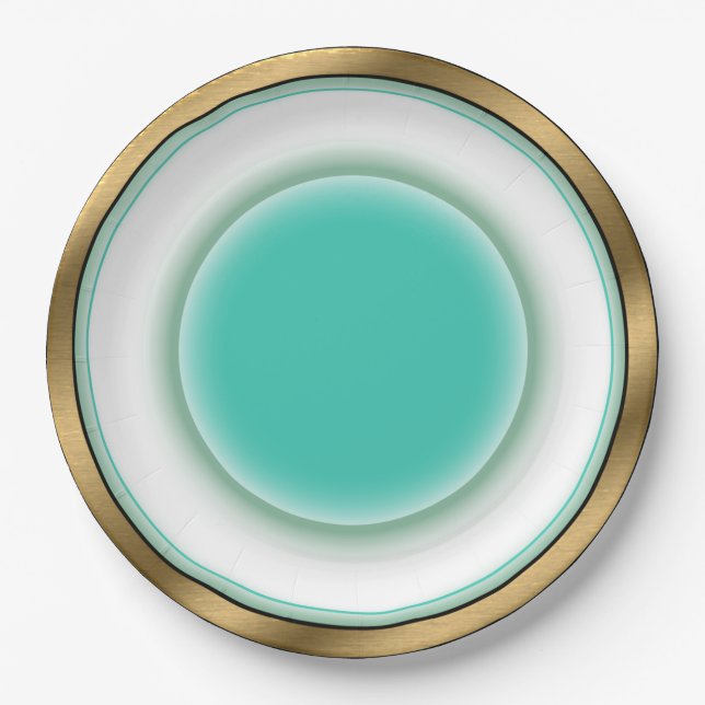 Schöne China Illusion - weiß, Aqua, gebürstetes Go Pappteller (Vorderseite)