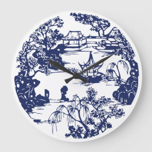 Schöne chinesische Pagoden-Landschaft Große Wanduhr