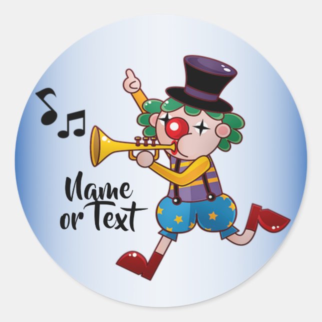 Schöne Circus Clownmusik Runder Aufkleber (Vorderseite)