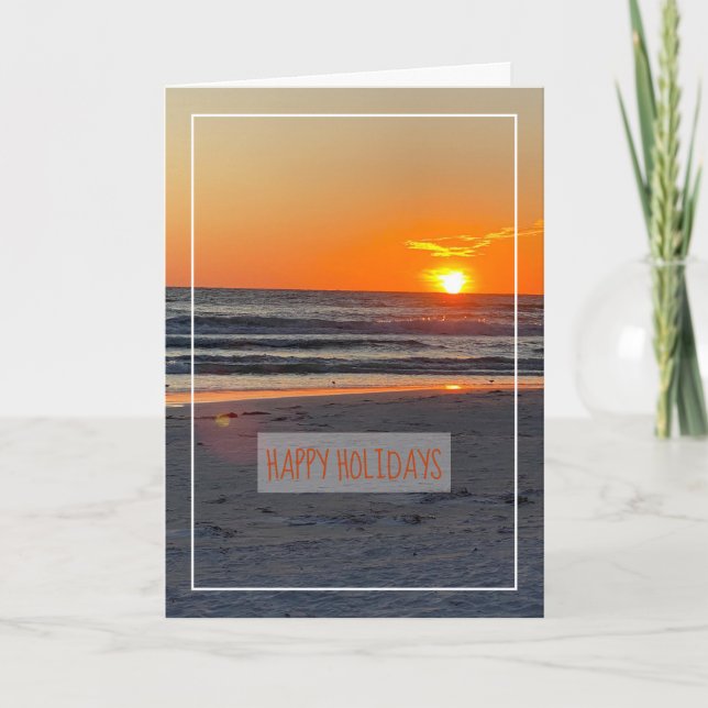 Schöne Coastal Sunset Foto Happy Holidays Card Karte (Vorderseite)