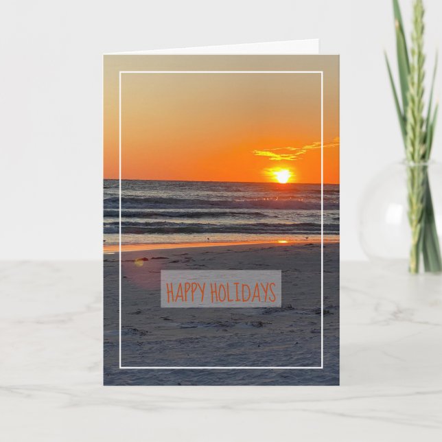 Schöne Coastal Sunset Foto Happy Holidays Card Karte (Vorderseite)