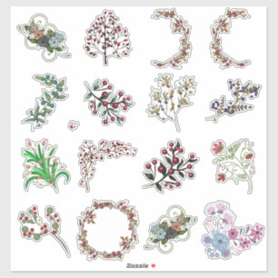Schöne Collage-Kunststofffolie mit Beeren und Blum Aufkleber