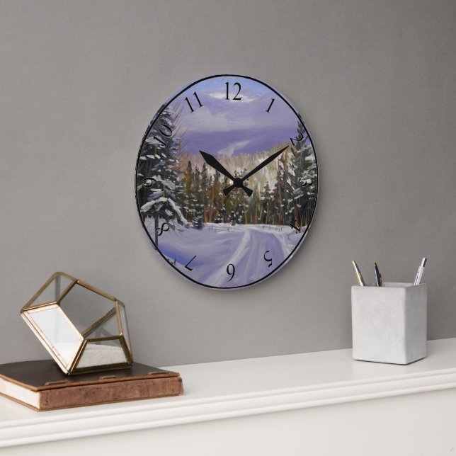 Schöne Colorado-Schneeszene Große Wanduhr (Büro)