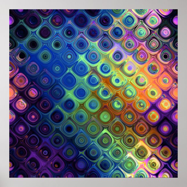 Schöne coole abstrakte Quadrate kreisen Glas leuch Poster (Vorne)