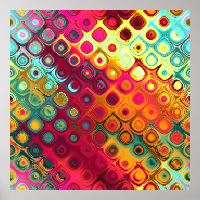 Schöne coole abstrakte Quadrate kreisen Glas leuch Poster (Vorne)