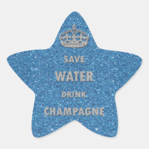 Schöne, coole, gerettet Wassertränke Champagner-Kr Stern-Aufkleber