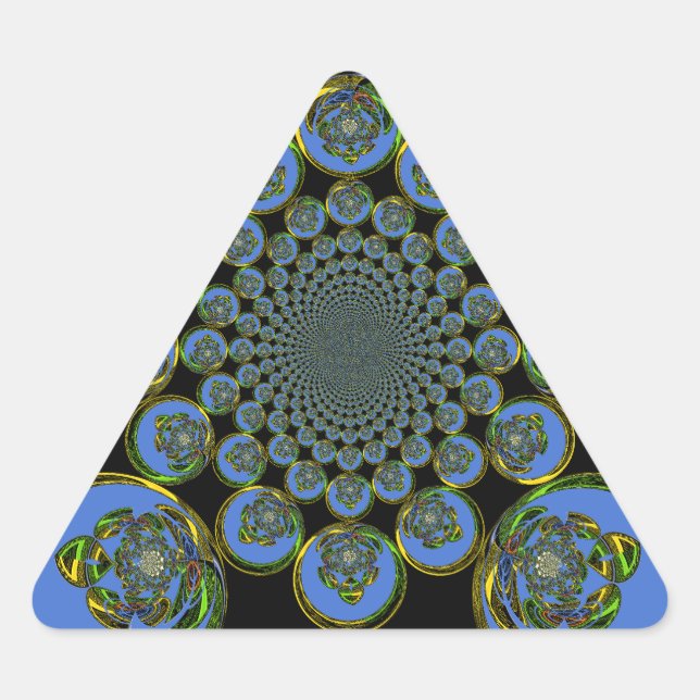 Schöne coole Königsblauer Kaleidoskopkunst Dreieckiger Aufkleber (Vorderseite)