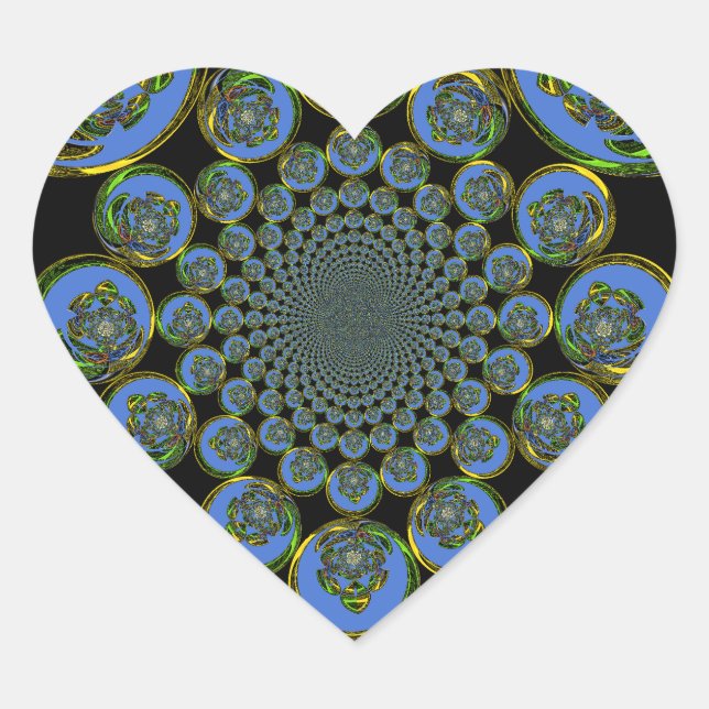 Schöne coole Königsblauer Kaleidoskopkunst Herz-Aufkleber (Vorderseite)