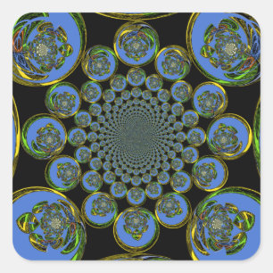 Schöne coole Königsblauer Kaleidoskopkunst Quadratischer Aufkleber