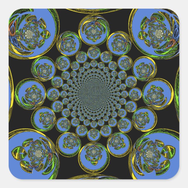 Schöne coole Königsblauer Kaleidoskopkunst Quadratischer Aufkleber (Vorderseite)