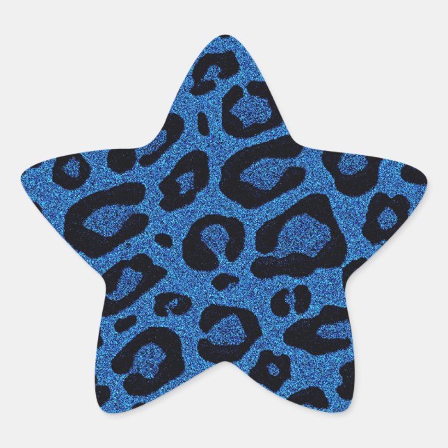 Schöne coole Leopardenhaut-Glitzer-Effekte Stern-Aufkleber (Vorderseite)