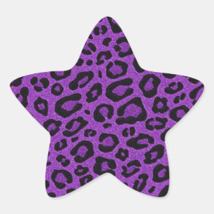 Schöne coole lila Leopardhaut-Glittereffekte Stern-Aufkleber