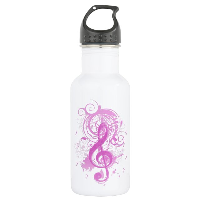 Schöne coole Musiknoten mit Spritzer Wirbel Edelstahlflasche (Vorderseite)
