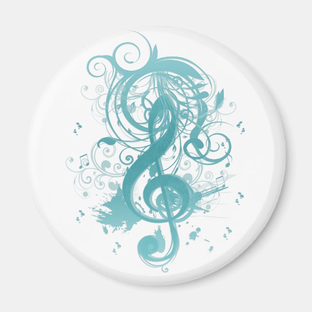 Schöne coole Musiknoten mit Spritzer Wirbel Magnet (Vorne)