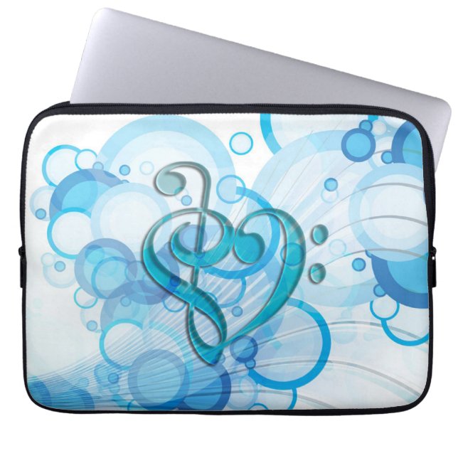 Schöne, coole Musiknoten zusammen als Herz Laptopschutzhülle (Vorderseite)