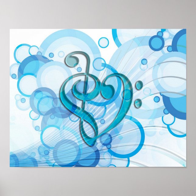 Schöne, coole Musiknoten zusammen als Herz Poster (Vorne)