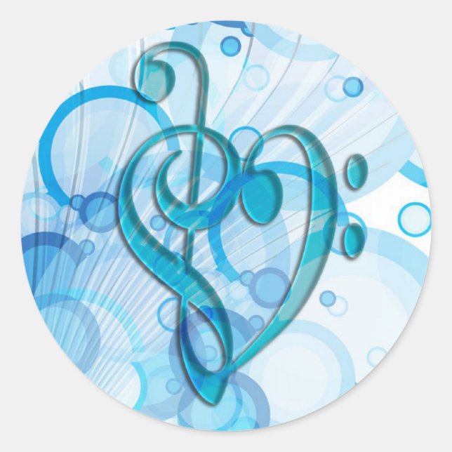 Schöne, coole Musiknoten zusammen als Herz Runder Aufkleber (Vorderseite)