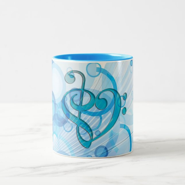 Schöne, coole Musiknoten zusammen als Herz Zweifarbige Tasse (Mittel)