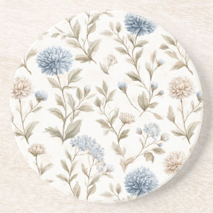 Schöne cremeblaue Blumen Getränkeuntersetzer