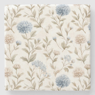 Schöne cremeblaue Blumen Steinuntersetzer