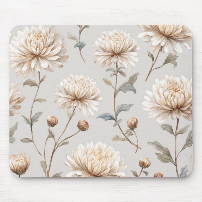 Schöne cremefarbene Blumen Mousepad (Vorne)