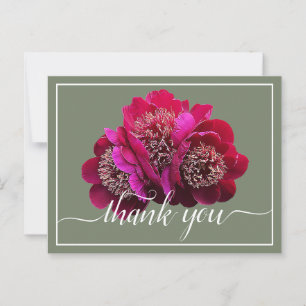 Schöne Crimson Peonies Color Background Vielen Dan Postkarte