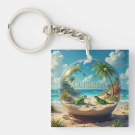 Schöne Curacao Strand Globus Schlüsselanhänger