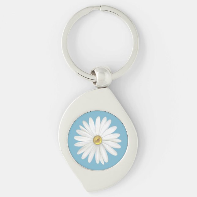 Schöne Daisy-Blume auf Aquamarin Türkis Schlüsselanhänger (Vorderseite)