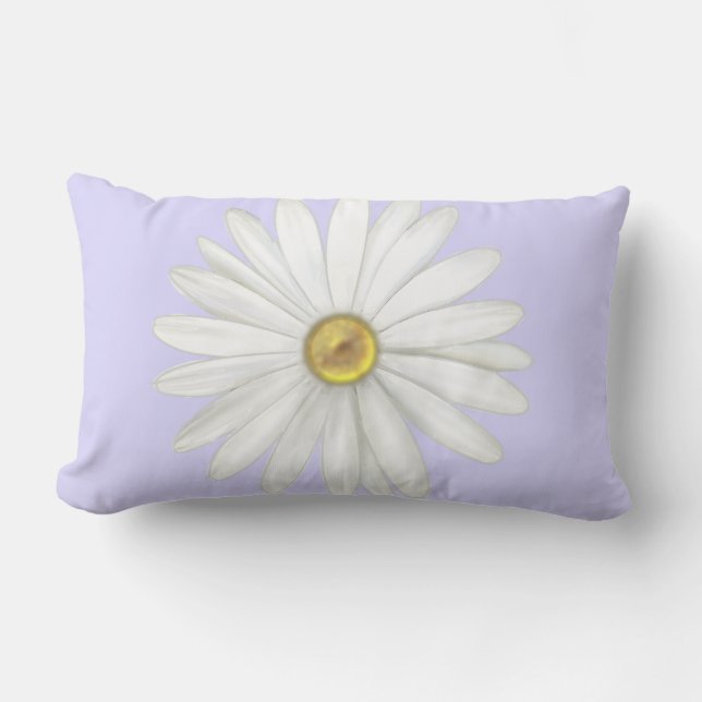 Schöne Daisy Blume auf Light Periwinkle Lendenkissen (Vorderseite)