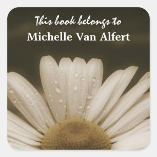 Schöne Daisy Blume Buchsticker Quadratischer Aufkleber
