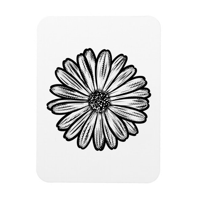 Schöne Daisy-Blume, Halftone Illustration Magnet (Vertikal)
