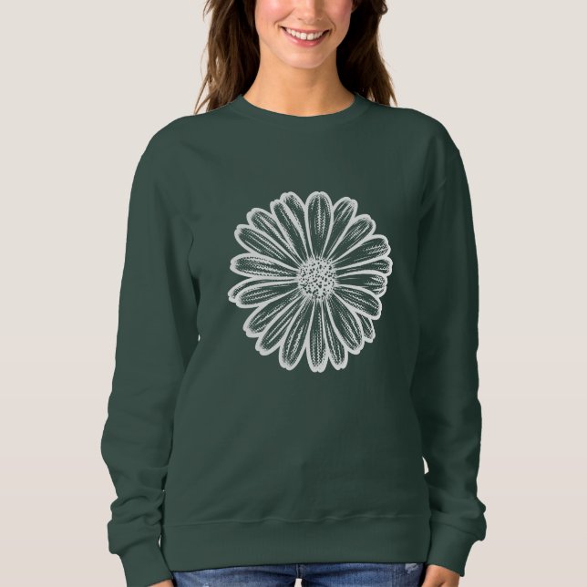 Schöne Daisy-Blume, Halftone Illustration Sweatshirt (Vorderseite)