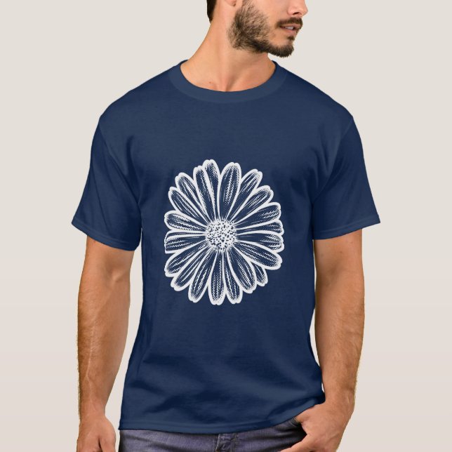 Schöne Daisy-Blume, Halftone Illustration T-Shirt (Vorderseite)