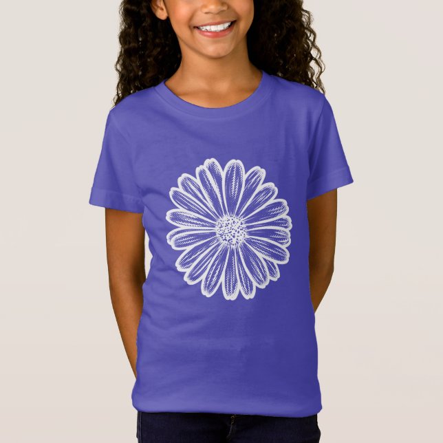 Schöne Daisy-Blume, Halftone Illustration T-Shirt (Vorderseite)