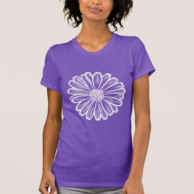 Schöne Daisy-Blume, Halftone Illustration T-Shirt (Vorderseite)