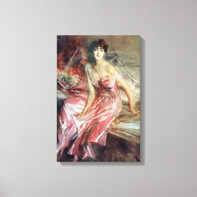 Schöne Dame in rosa Kleid (Giovanni Boldini) Leinwanddruck (Vorderseite)