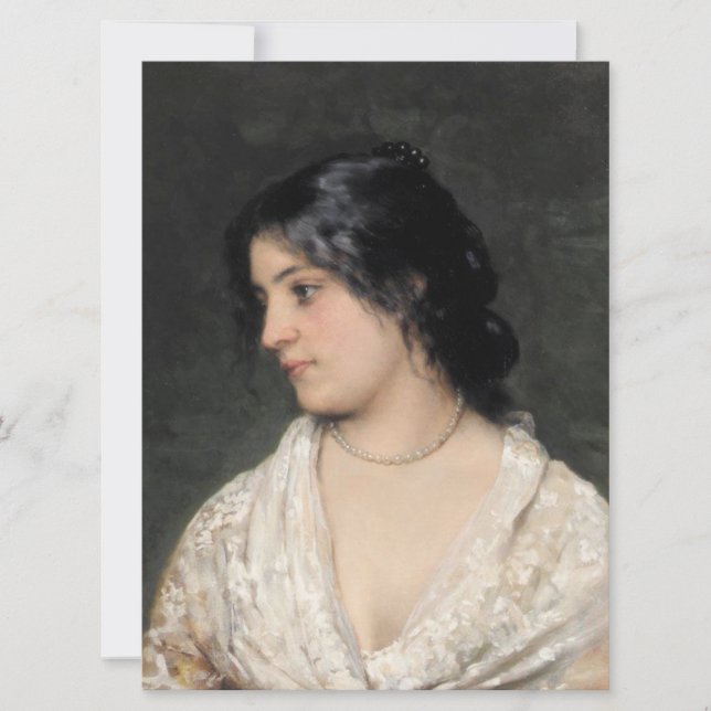 Schöne Dame mit Perle Necklace Karte (Vorderseite)