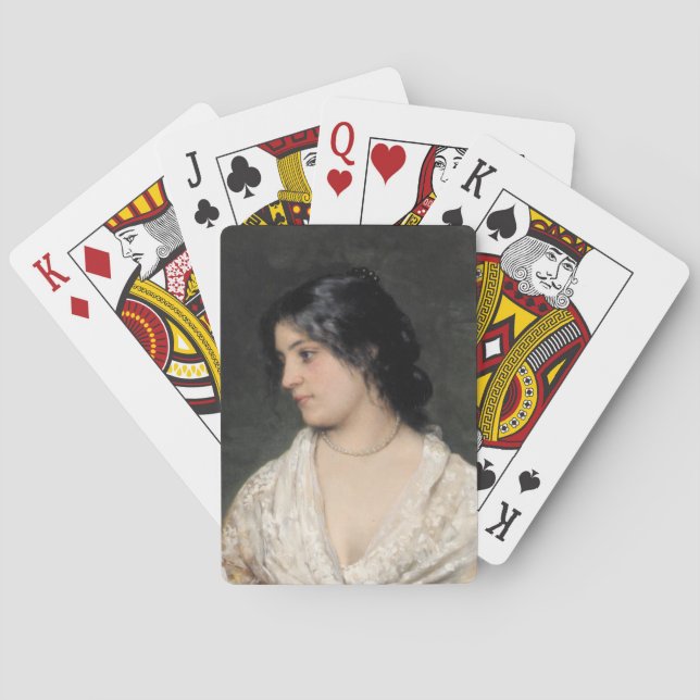 Schöne Dame mit Perle Necklace Spielkarten (Rückseite)