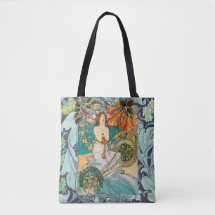 Schöne Dame und Blumenkunst Nouveau Taschen-Tasch Tasche