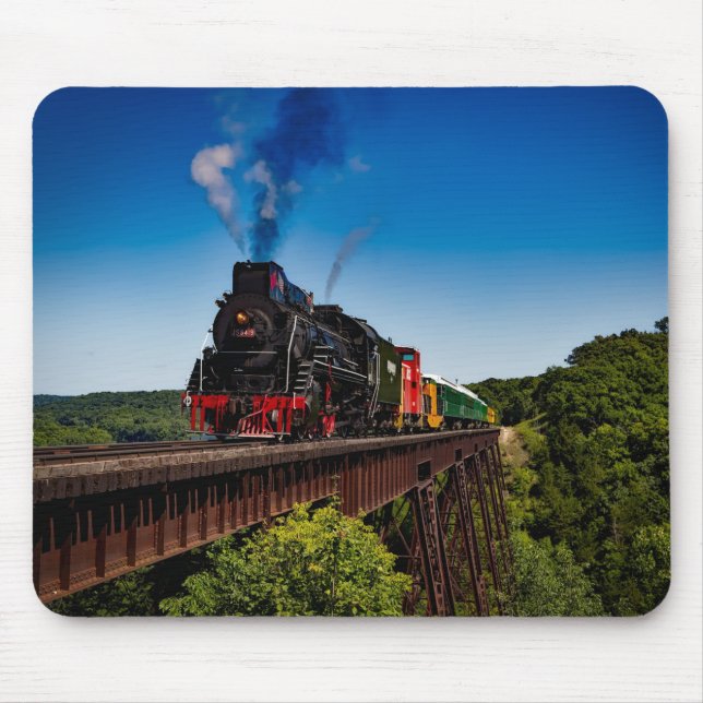 Schöne Dampflokomotive über eine Brücke JS8419 Mousepad (Vorne)