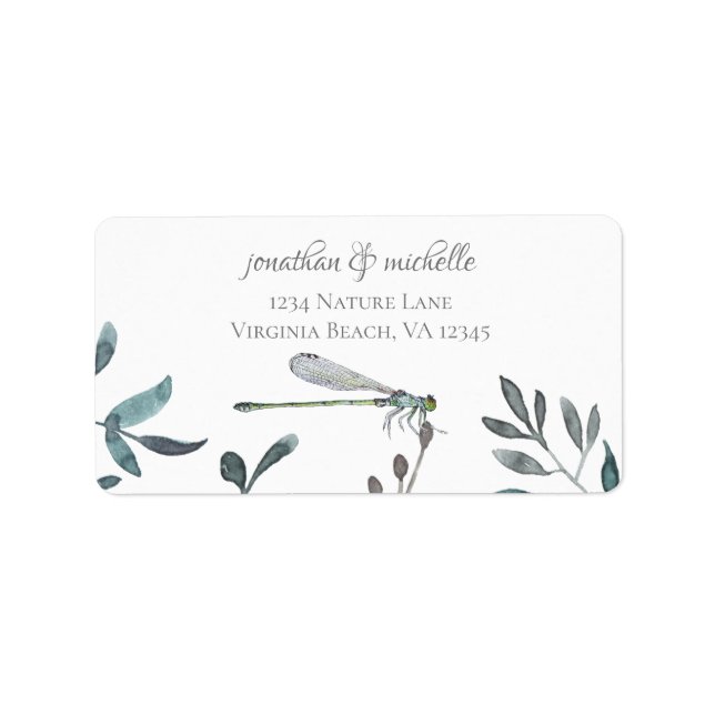 Schöne Damselfly/Dragonfly-Gartenadresse Adressaufkleber (Vorne)