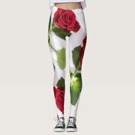 Schöne Deep Rote Rose Blume Leggings