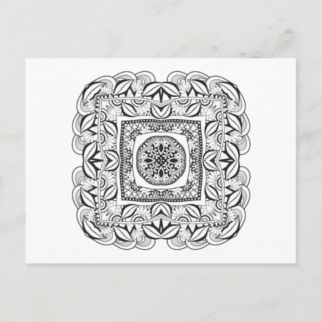 Schöne Dekorative Square Doodle Postkarte (Vorderseite)