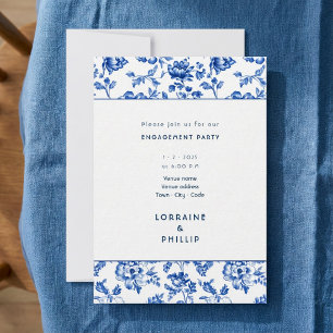Schöne Delfter Blumen-Hochzeitseinladung Einladung