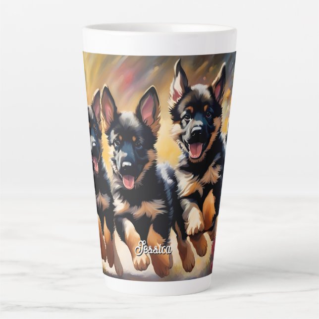 Schöne Deutsche Schäferwelpen Milchtasse (Vorderseite)